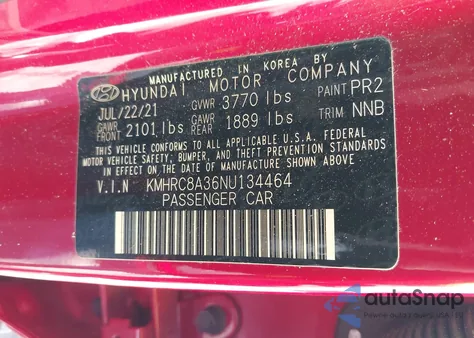 2022 Hyundai Venue Sel z USA, uszkodzony, nr VIN KMHRC8A36NU134464